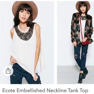 Urban outfitter Ecote embellished neck boho blouse